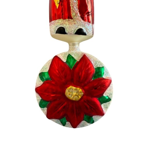 Radko POINSANTA Ornament 9.5” Poinsettia Santa Ball 1999 Drop 99-441 German - Picture 3 of 7